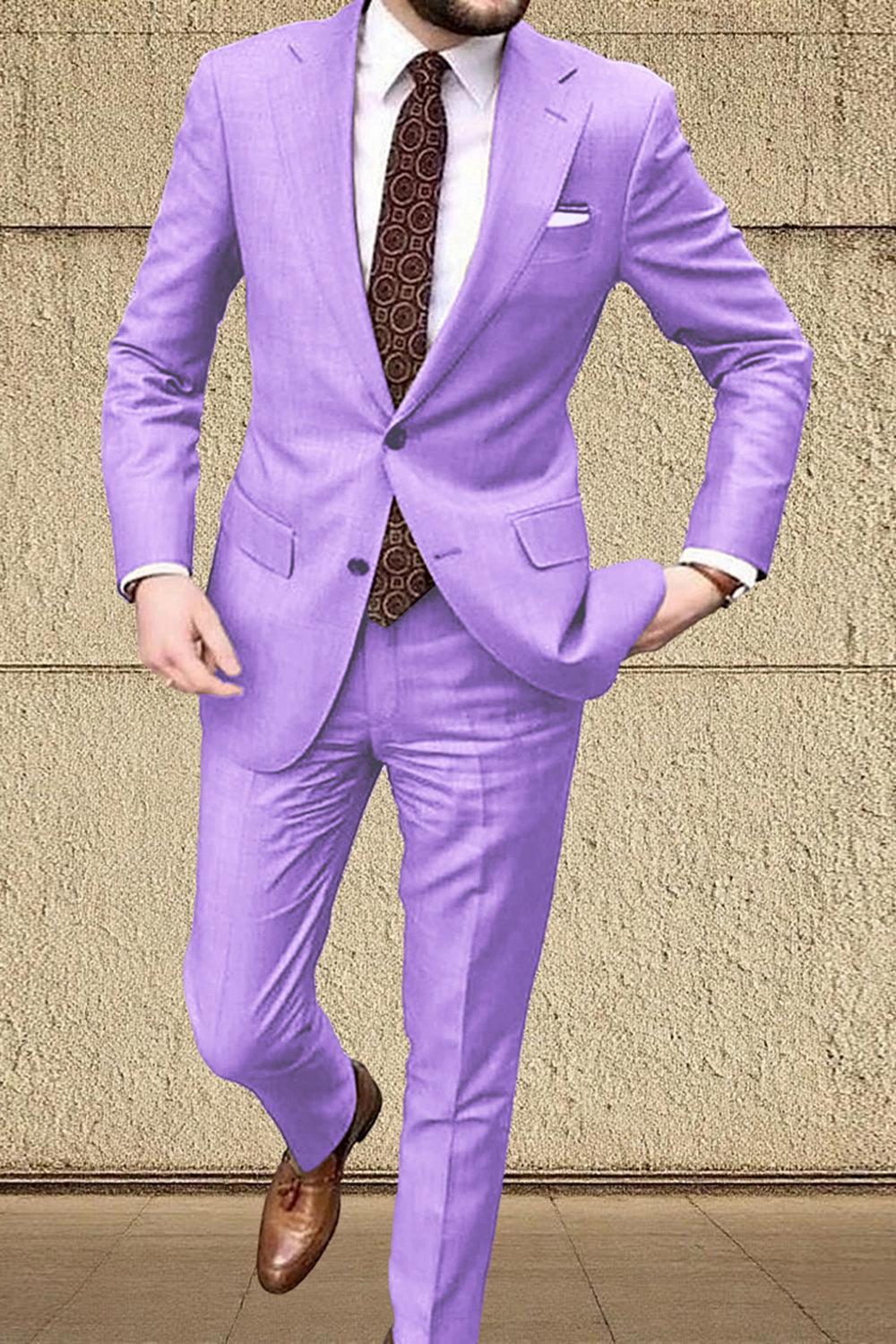 Khaki 2 Piece Single Breasted Men Prom Suits with Sleeves