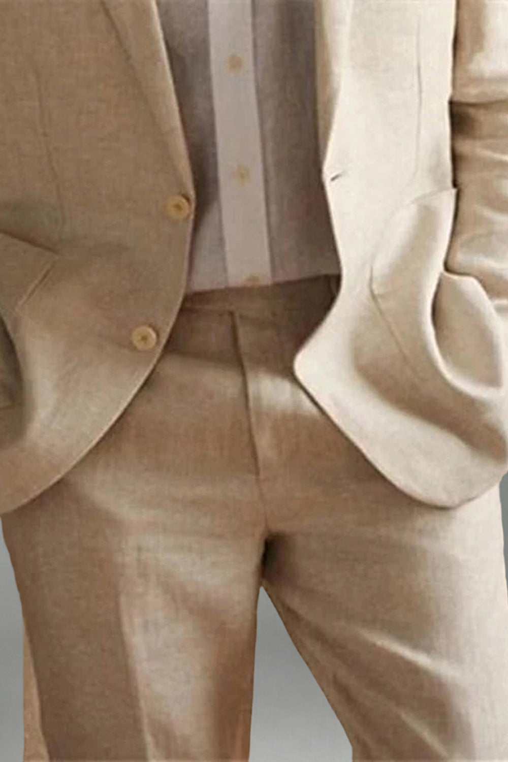 2 Piece Ivory Single Breasted Long Sleeves Men Prom Suits with Pockets