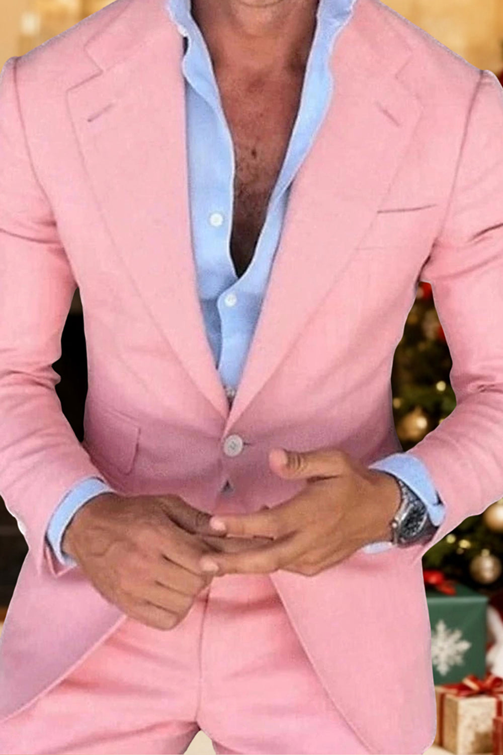 Light Pink Notched Lapel Single Breasted Men Prom Blazer