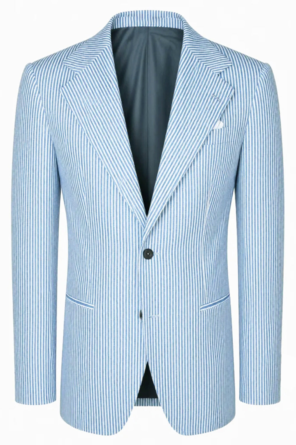 Light Blue Striped 2 Piece Notched Lapel Single Breasted Men Prom Suits