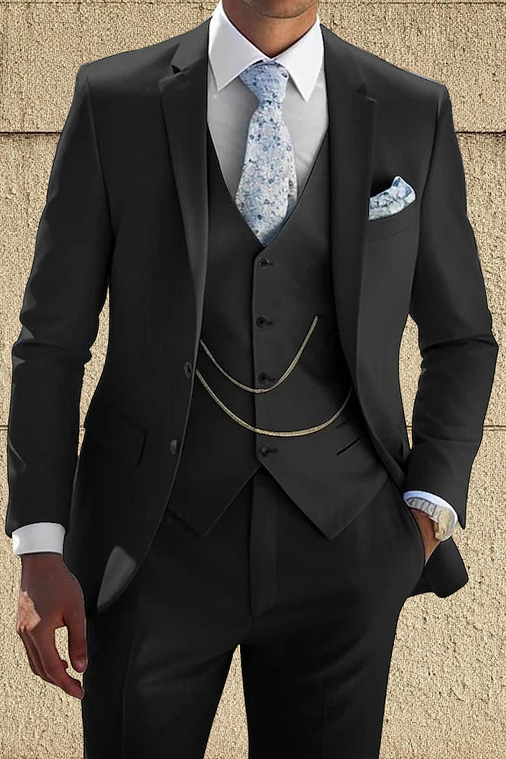 Yellow Notched Lapel Single Breasted 3 Piece Men Prom Suits