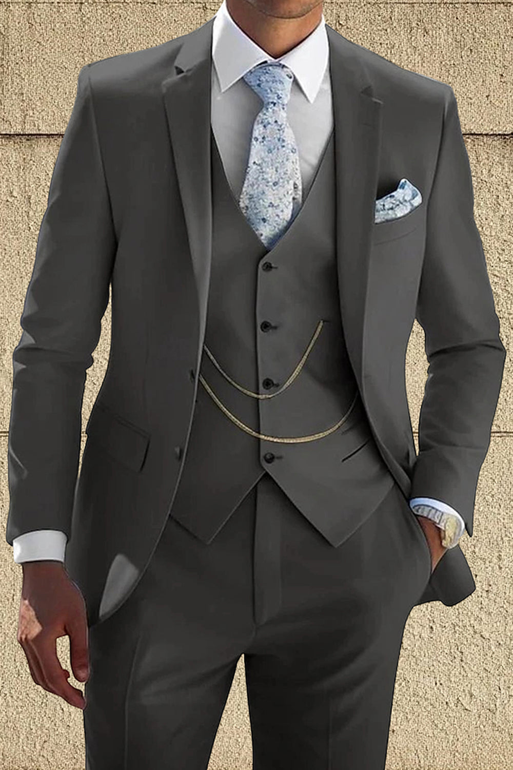 Yellow Notched Lapel Single Breasted 3 Piece Men Prom Suits