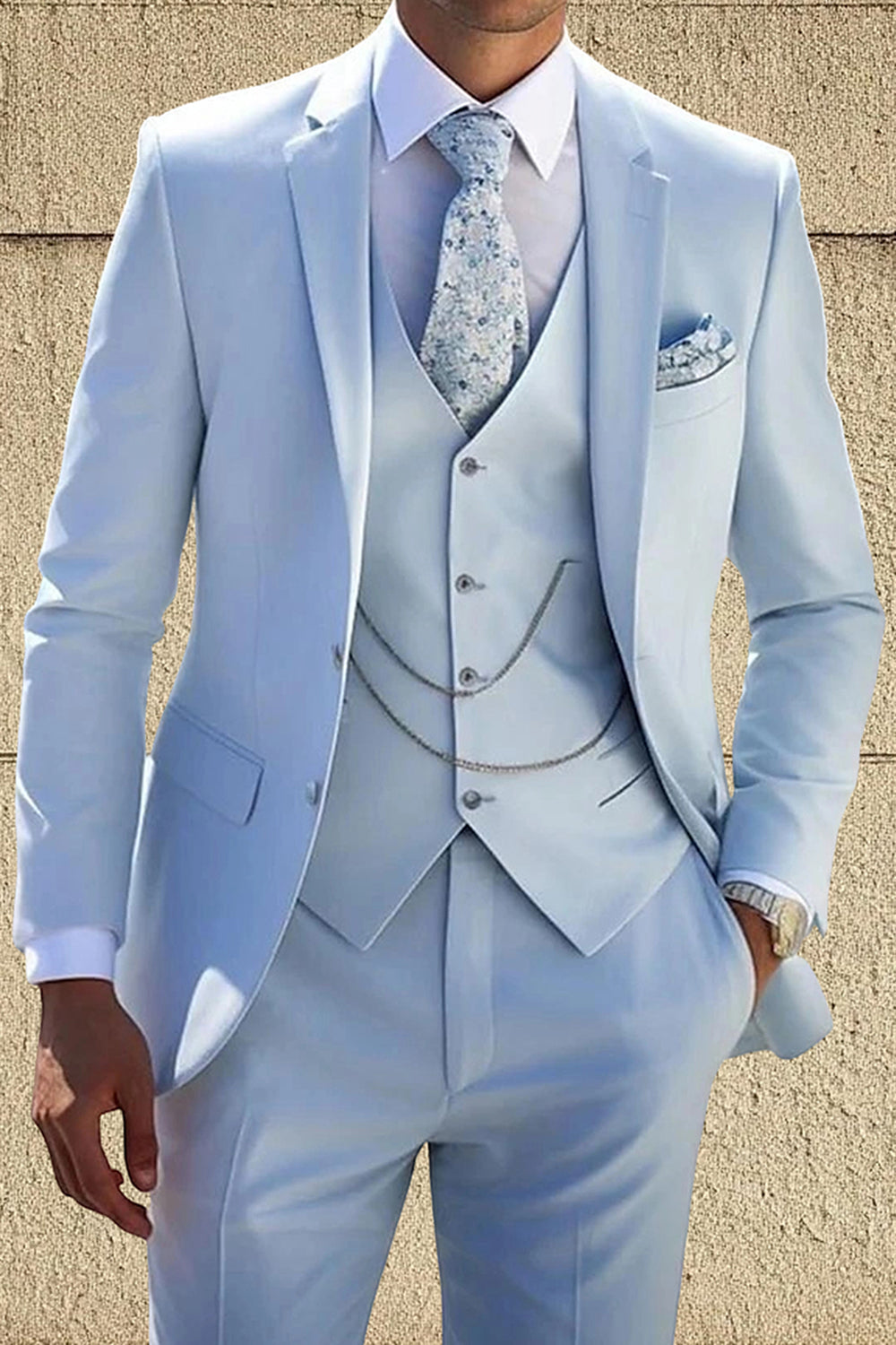 Yellow Notched Lapel Single Breasted 3 Piece Men Prom Suits