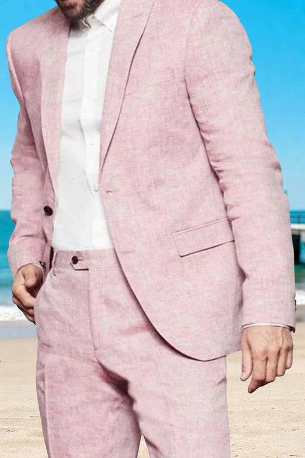 Champagne 2 Piece Single Breasted Peak Lapel Men Prom Suits