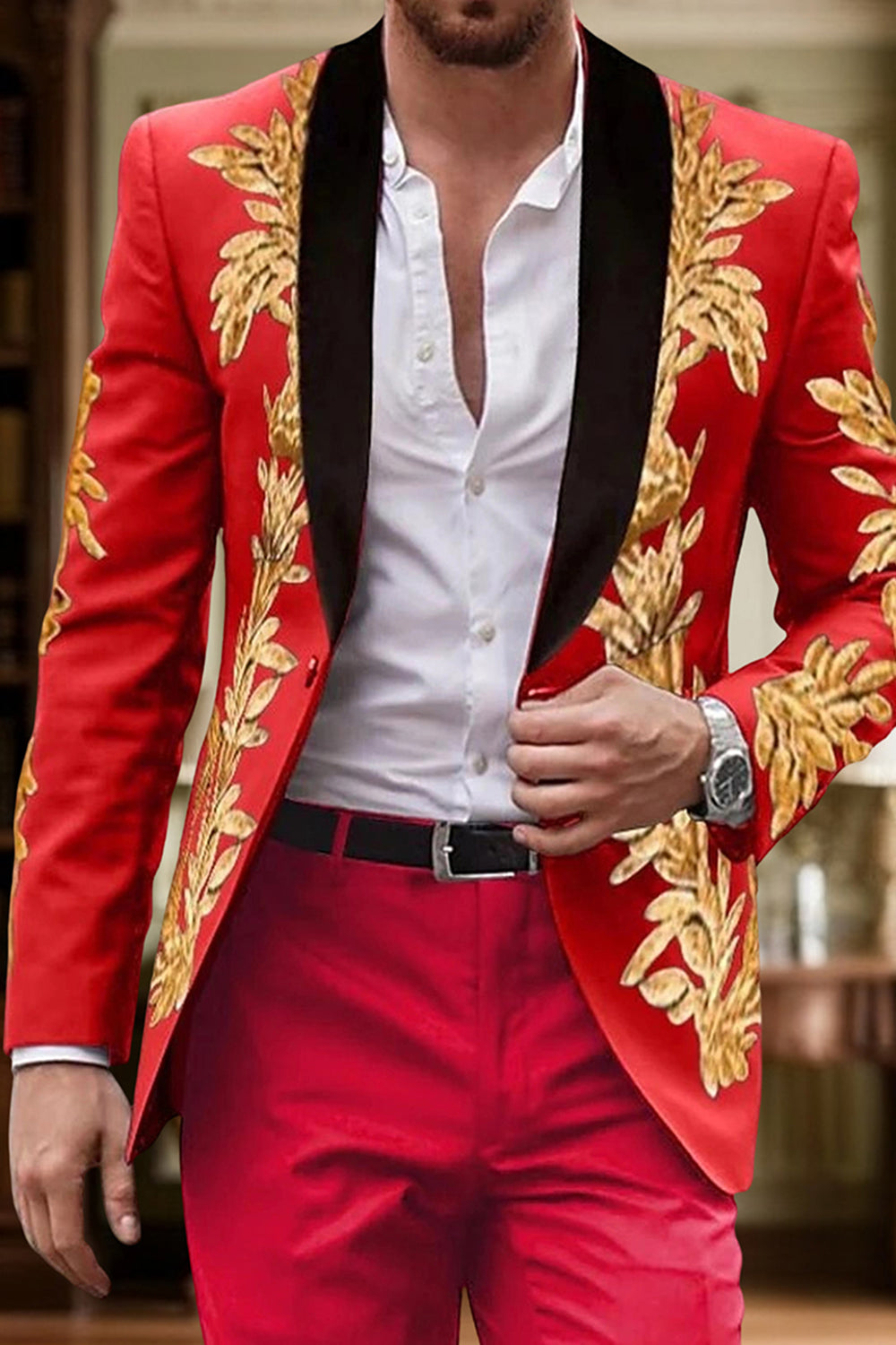 Purple Jacquard 2 Piece Single Breasted Shawl Lapel Men Prom Suits