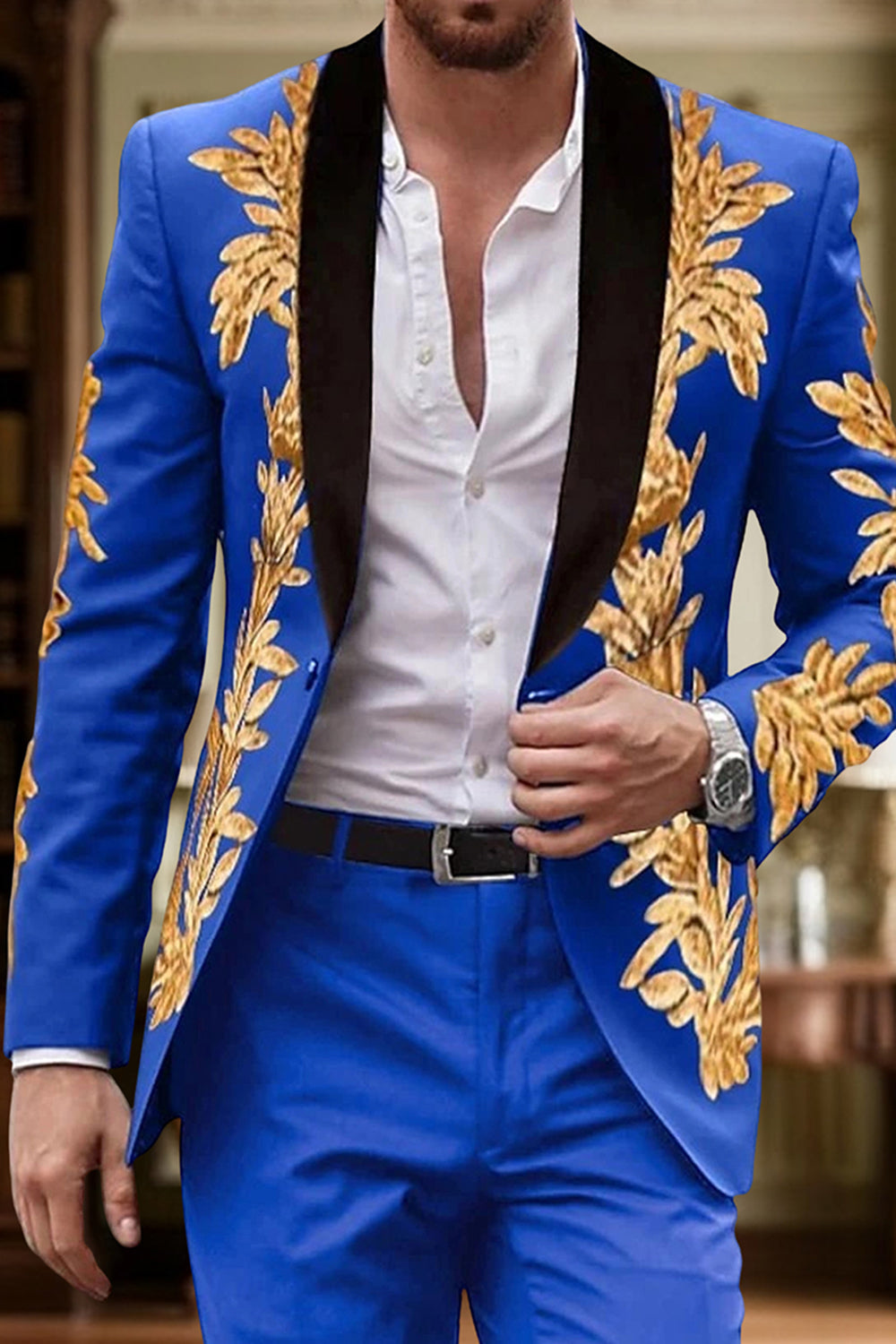 Purple Jacquard 2 Piece Single Breasted Shawl Lapel Men Prom Suits