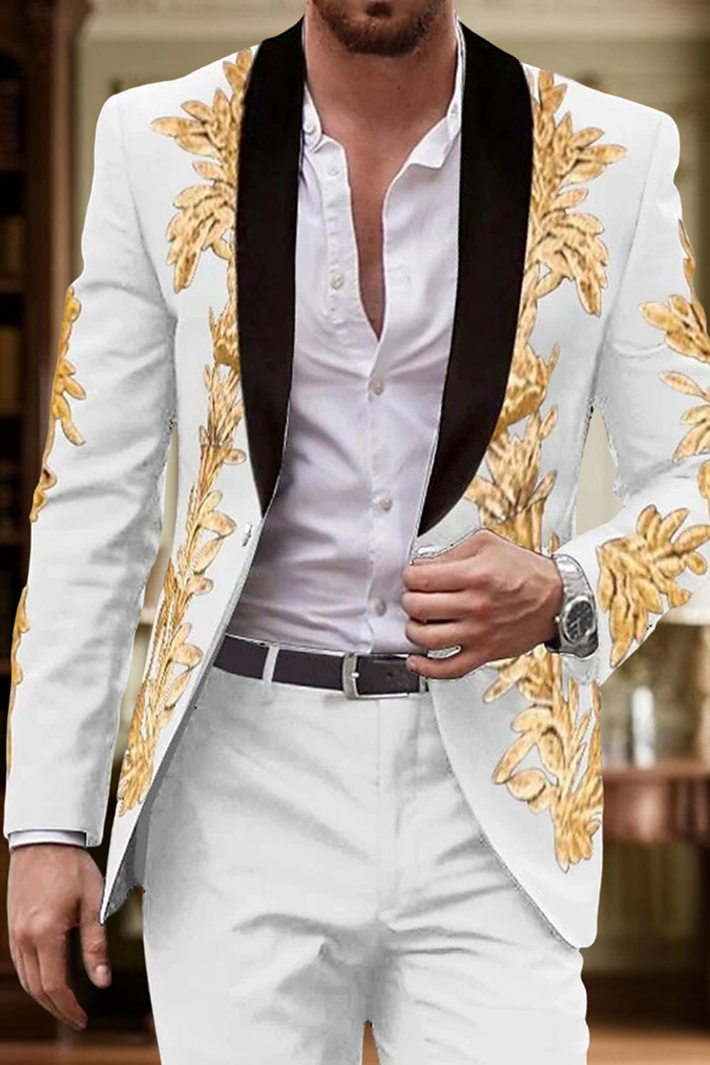 Purple Jacquard 2 Piece Single Breasted Shawl Lapel Men Prom Suits