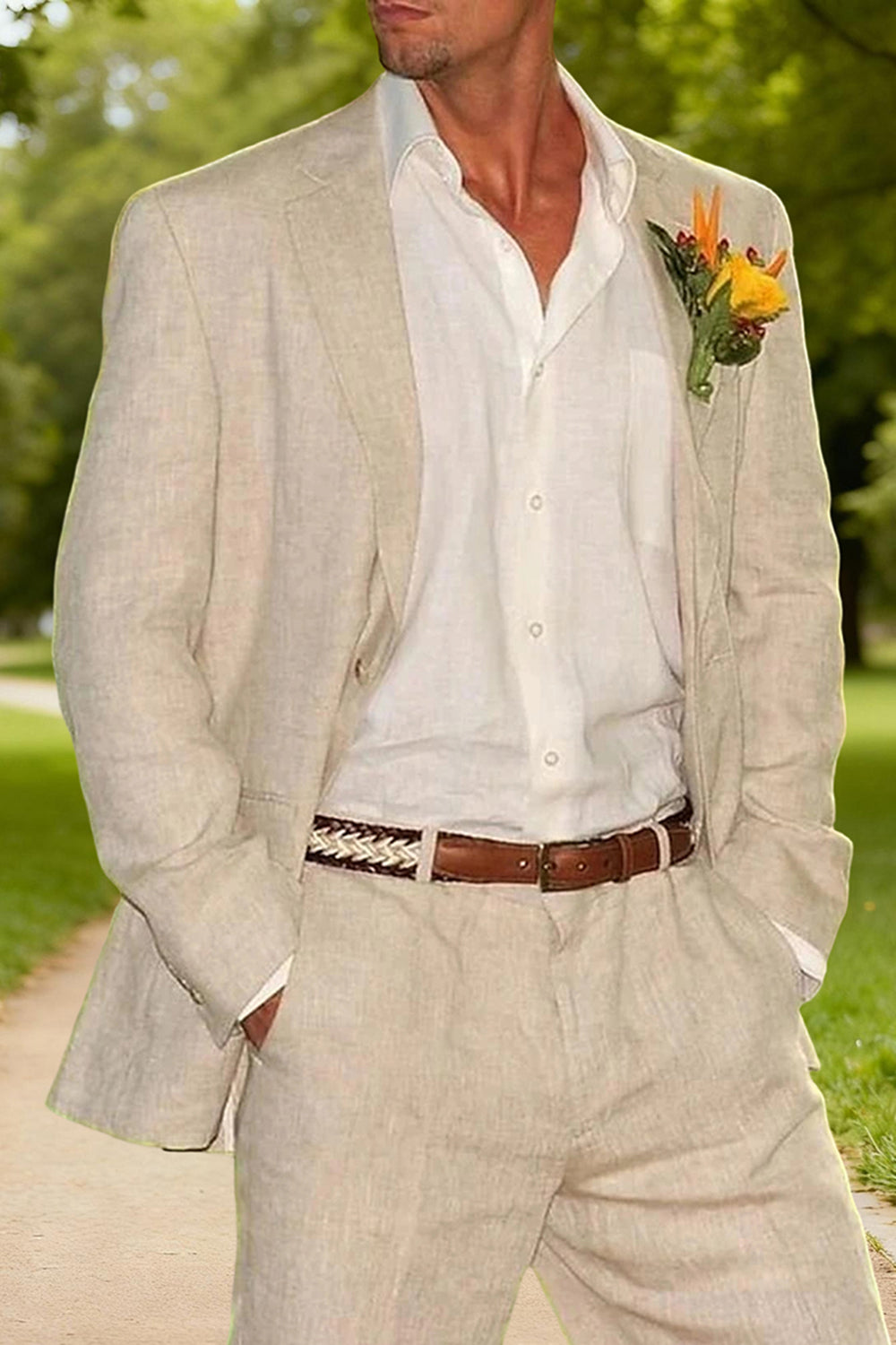 Ivory 2 Piece Notched Lapel Single Breasted Men Prom Suits