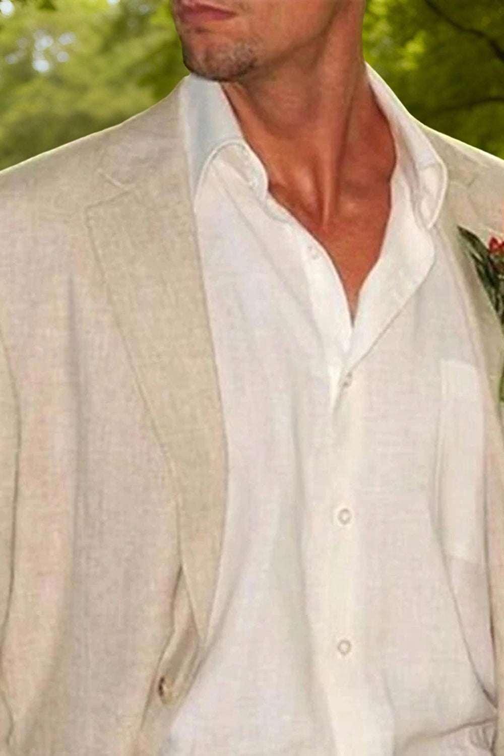 Ivory 2 Piece Notched Lapel Single Breasted Men Prom Suits