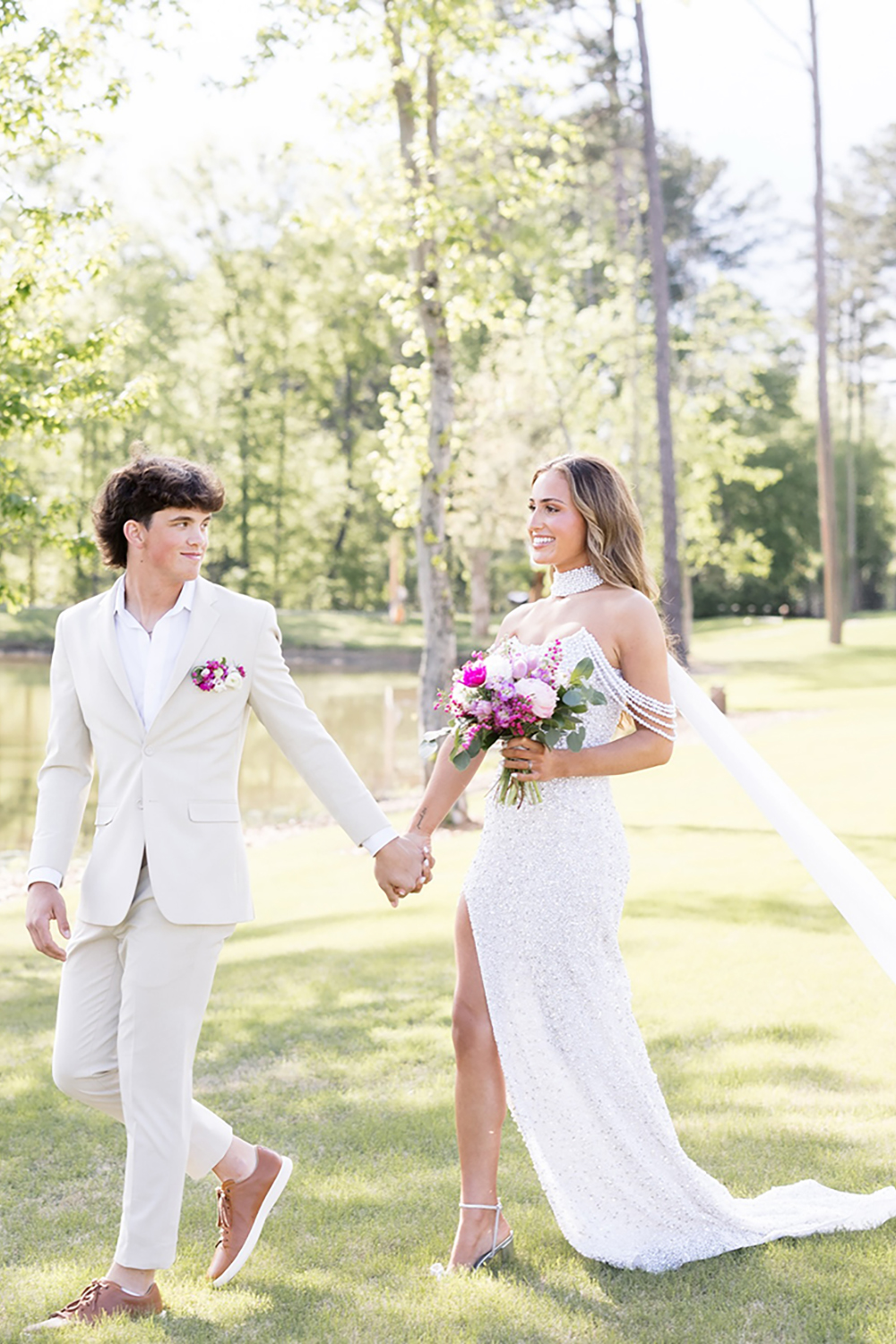 Sparkly White Mermaid Off the Shoulder Corset Long Prom Dress with Pearls