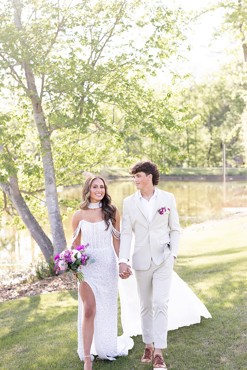 Sparkly White Mermaid Off the Shoulder Corset Long Prom Dress with Pearls