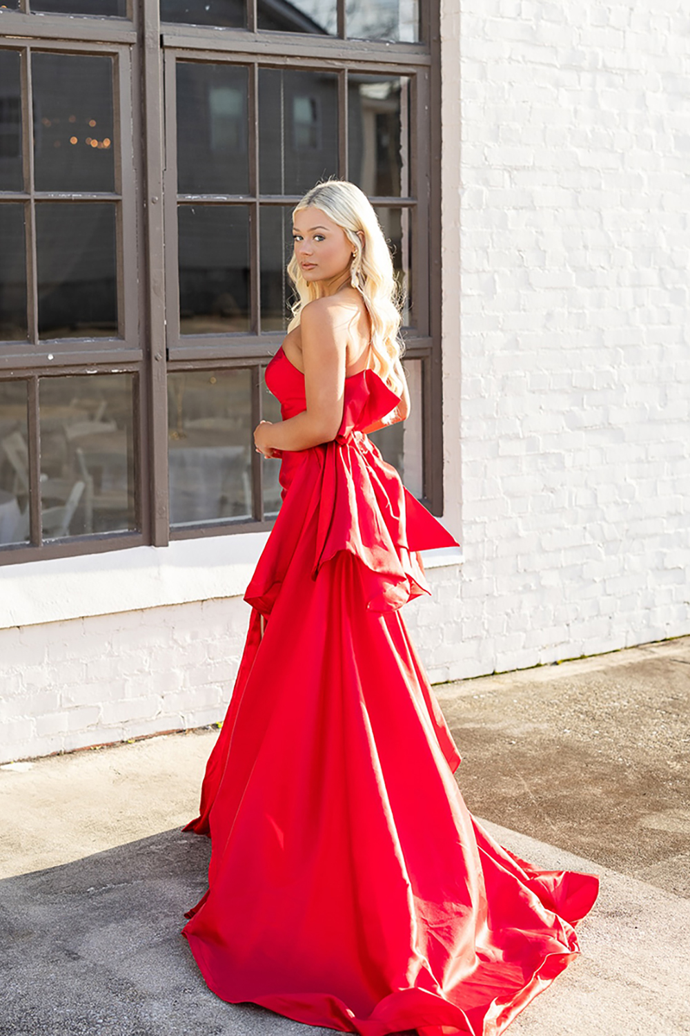 Red Mermaid Strapless Long Prom Dress with Cape