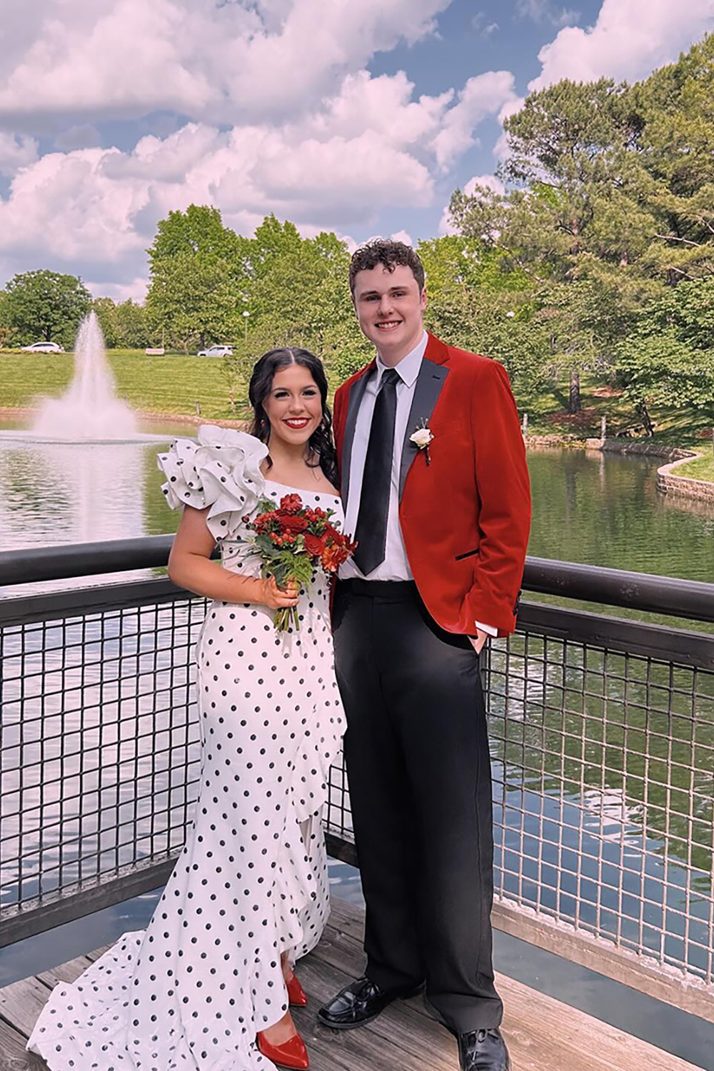 One Shoulder White Ruffled Polka Dots Mermaid Long Prom Dress with Slit