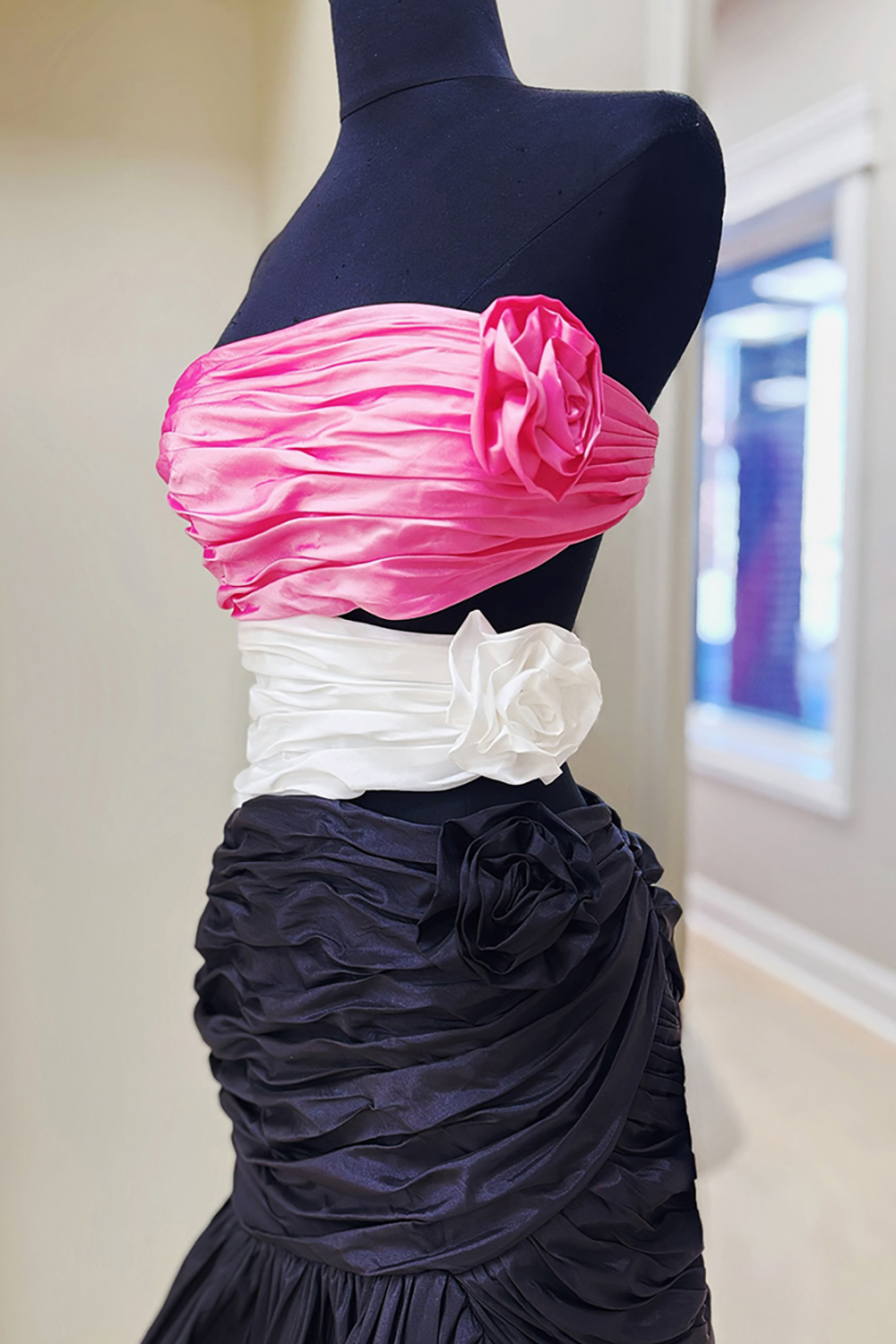 Floral Black Strapless Mermaid Cut Out Long Prom Dress