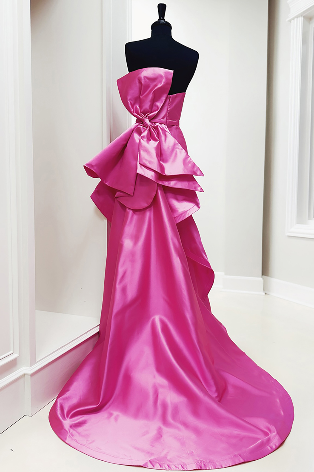 Fuchsia Mermaid Long Prom Dress with Bow