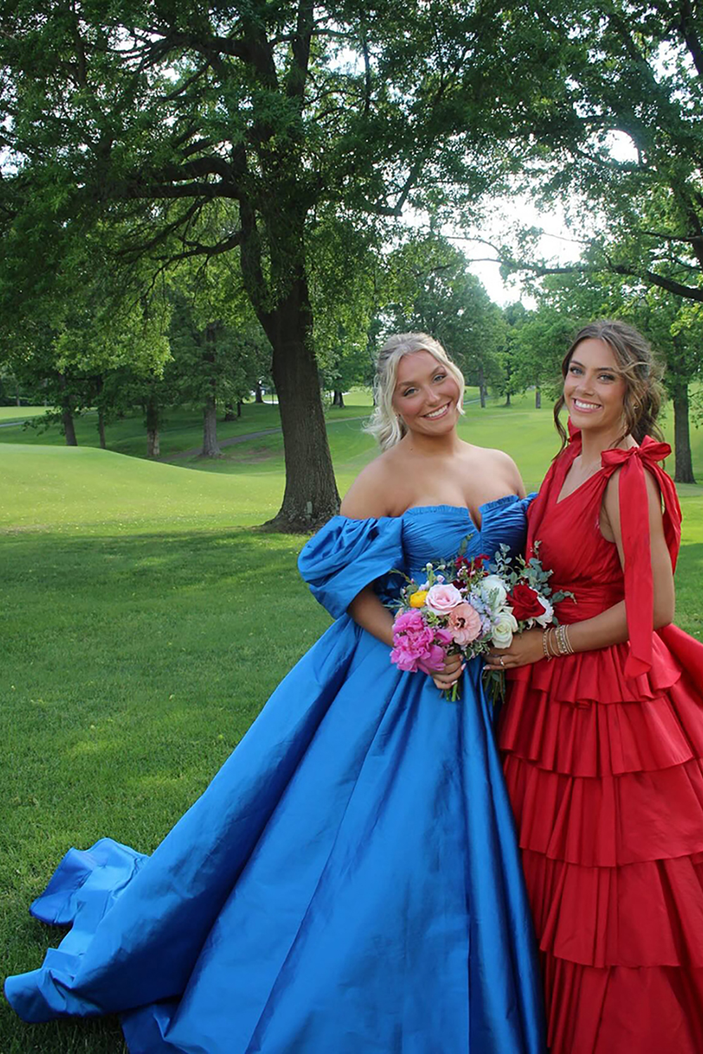 Off the Shoulder Royal Blue Ball Gown Long Prom Dress with Slit