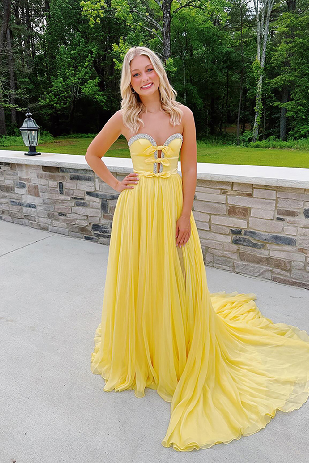 Sparkly Fuchsia Sweetheart Corset Pleated Long Prom Dress with Bows