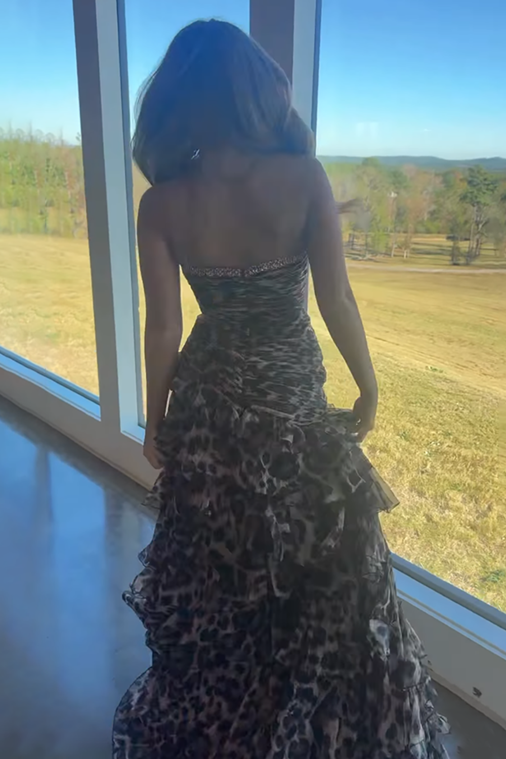 Sparkly Brown Leopard Mermaid Beaded Long Prom Dress with Slit