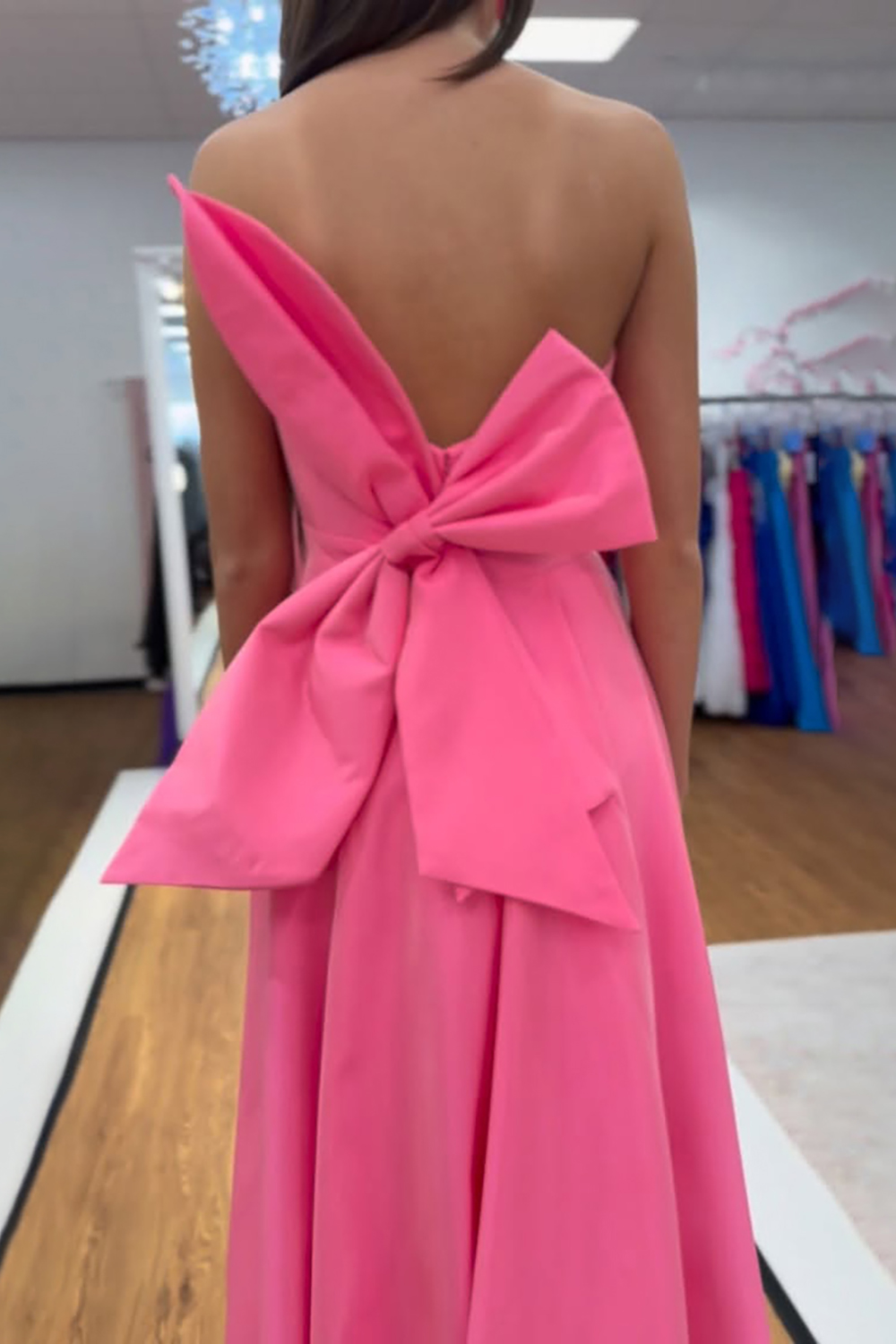 Pink Mermaid Strapless Long Prom Dress with Cape
