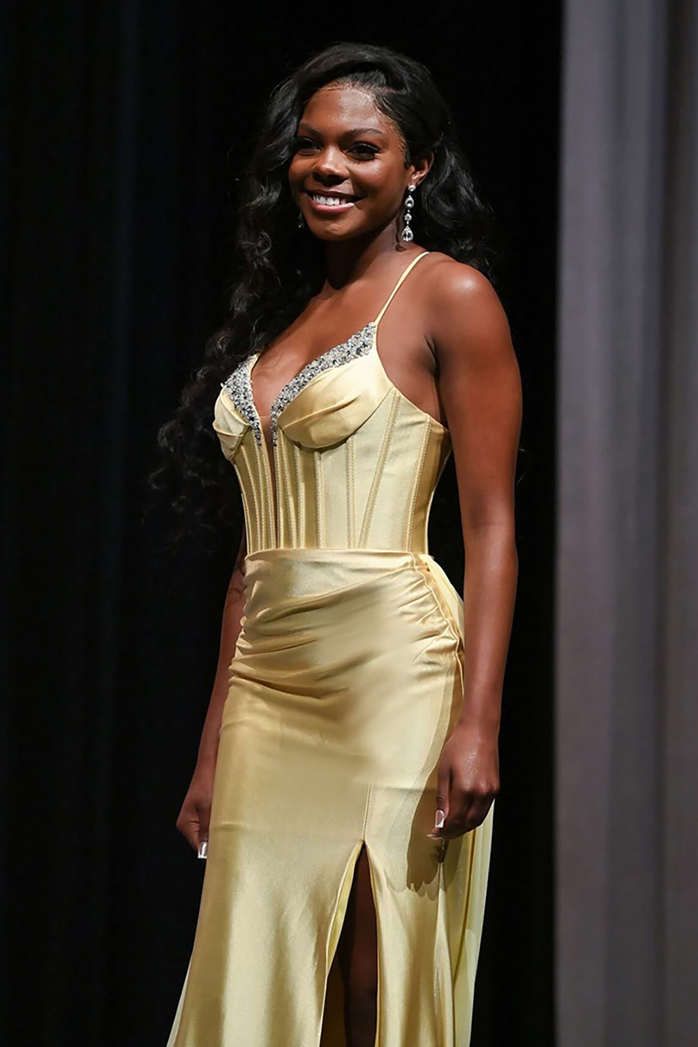 Sparkly Gold Beaded Mermaid Corset Long Prom Dress with Cape