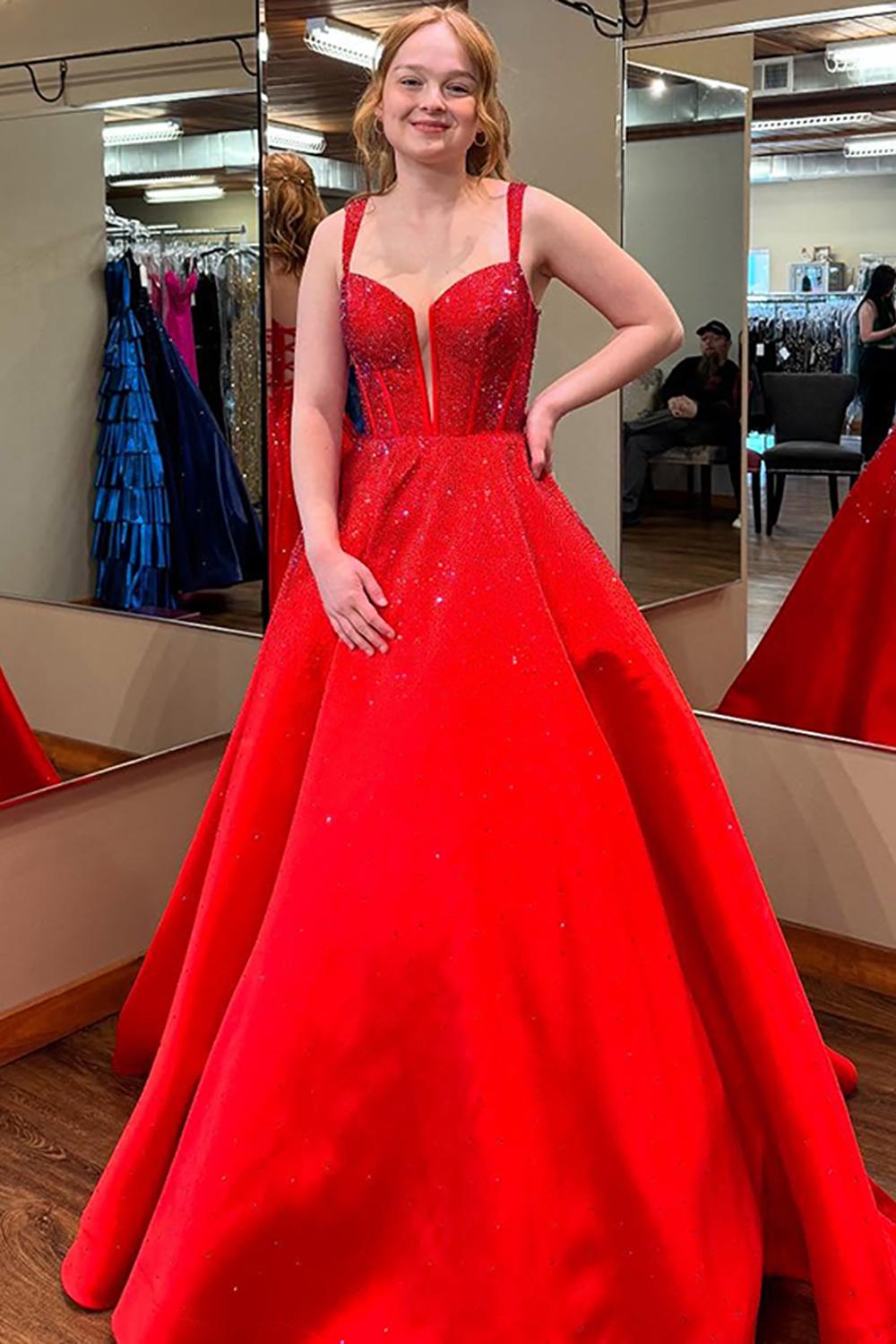 Sparkly Emerald Green Ball Gown Corset Long Prom Dress with Beading