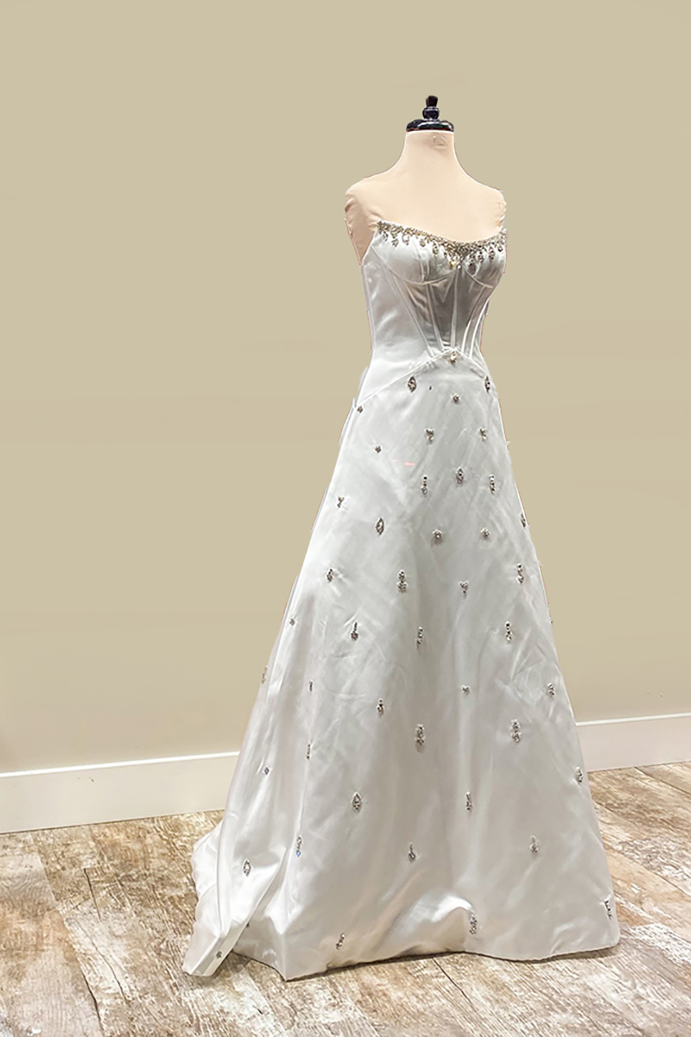 Sparkly Corset White Strapless Beaded Long Prom Dress