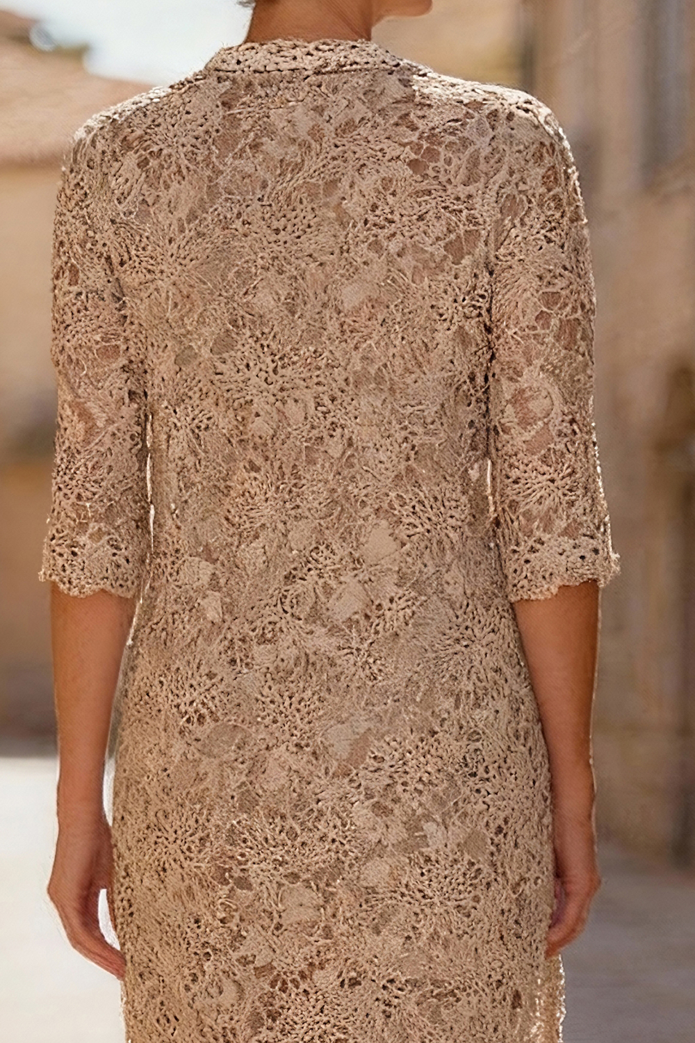 Khaki Boat Neck Lace 3 Piece Mother of the Bride Pant Suits with Jacket