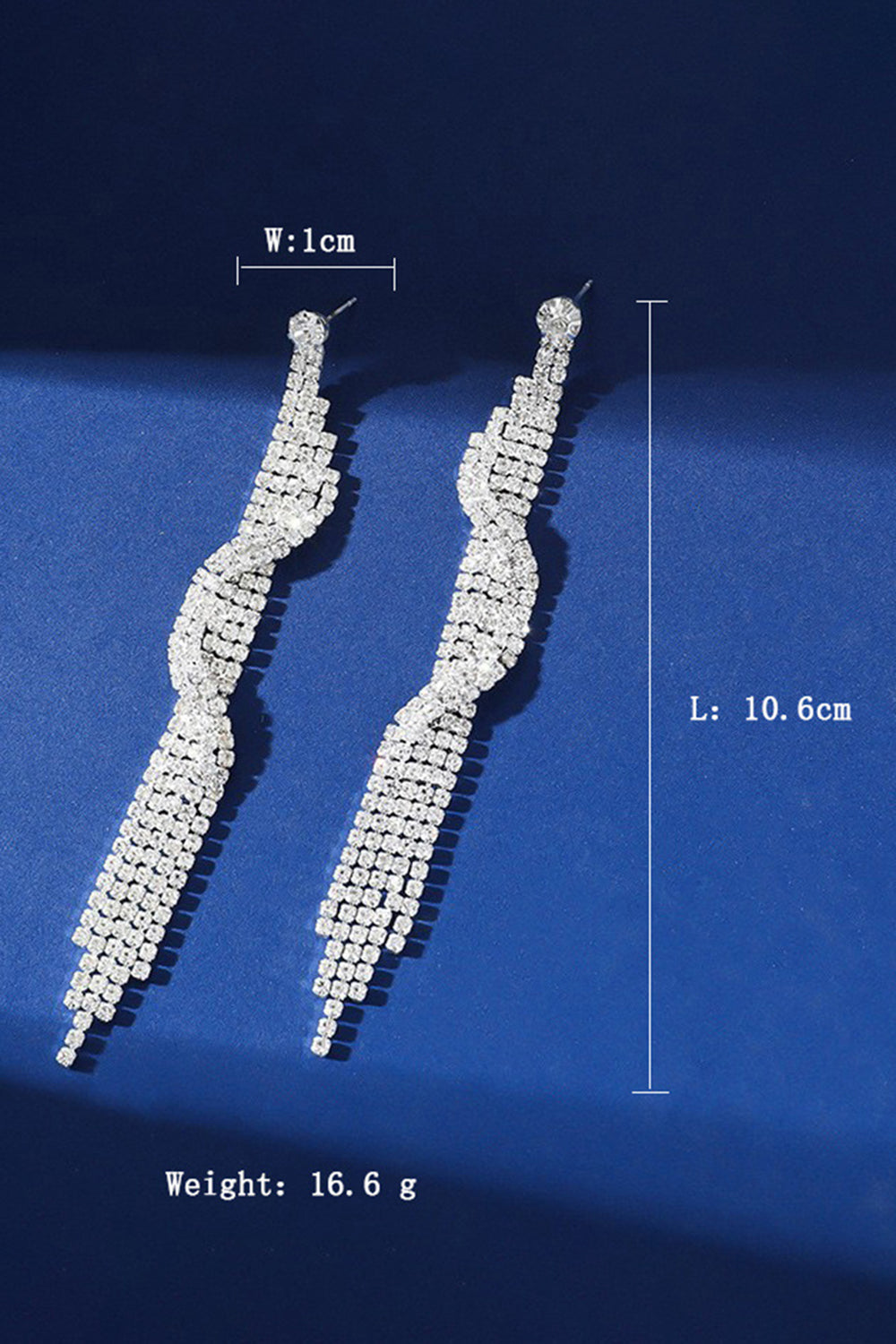 Sparkly Silver Long Fringed Prom Drop Earrings with Rhinestones