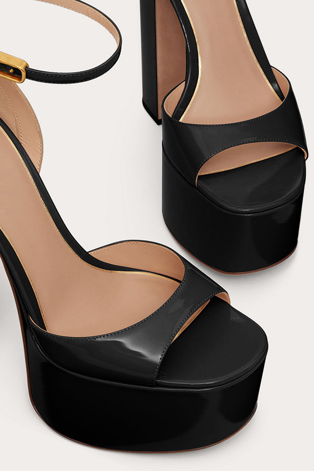 Open Toe Black Chunky Prom High Heels