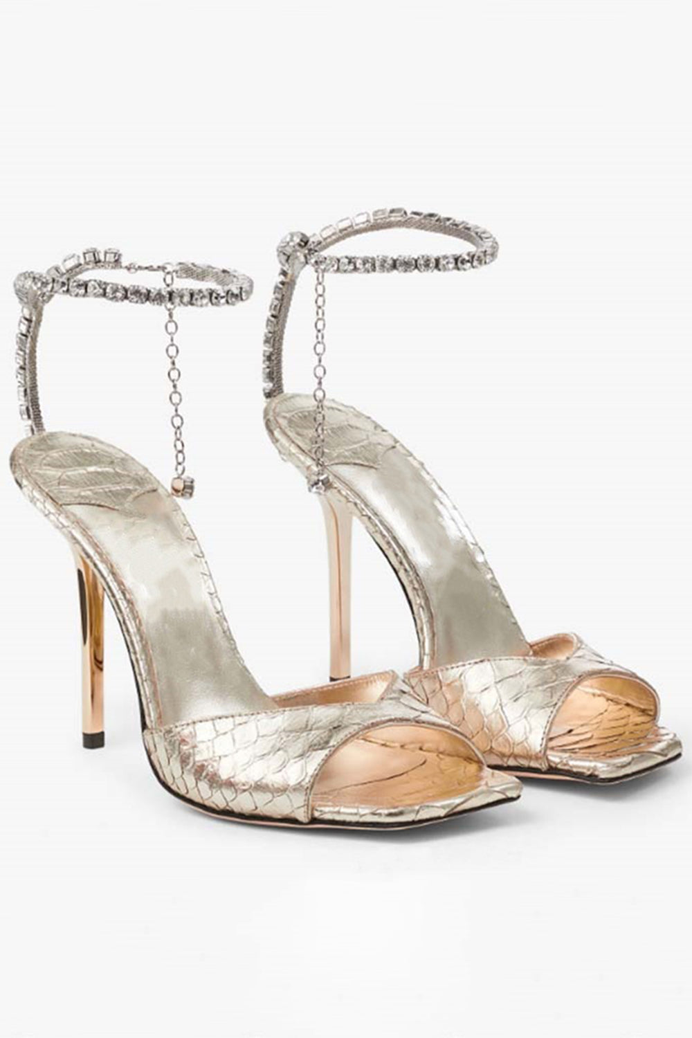 Blue Sparkly Stilettos Prom High Heels with Rhinestones