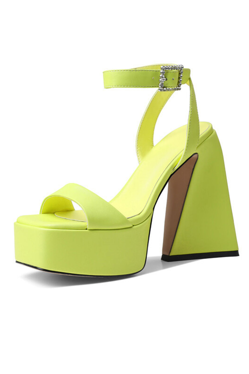 Chunky Open Toe Green Prom High Heels