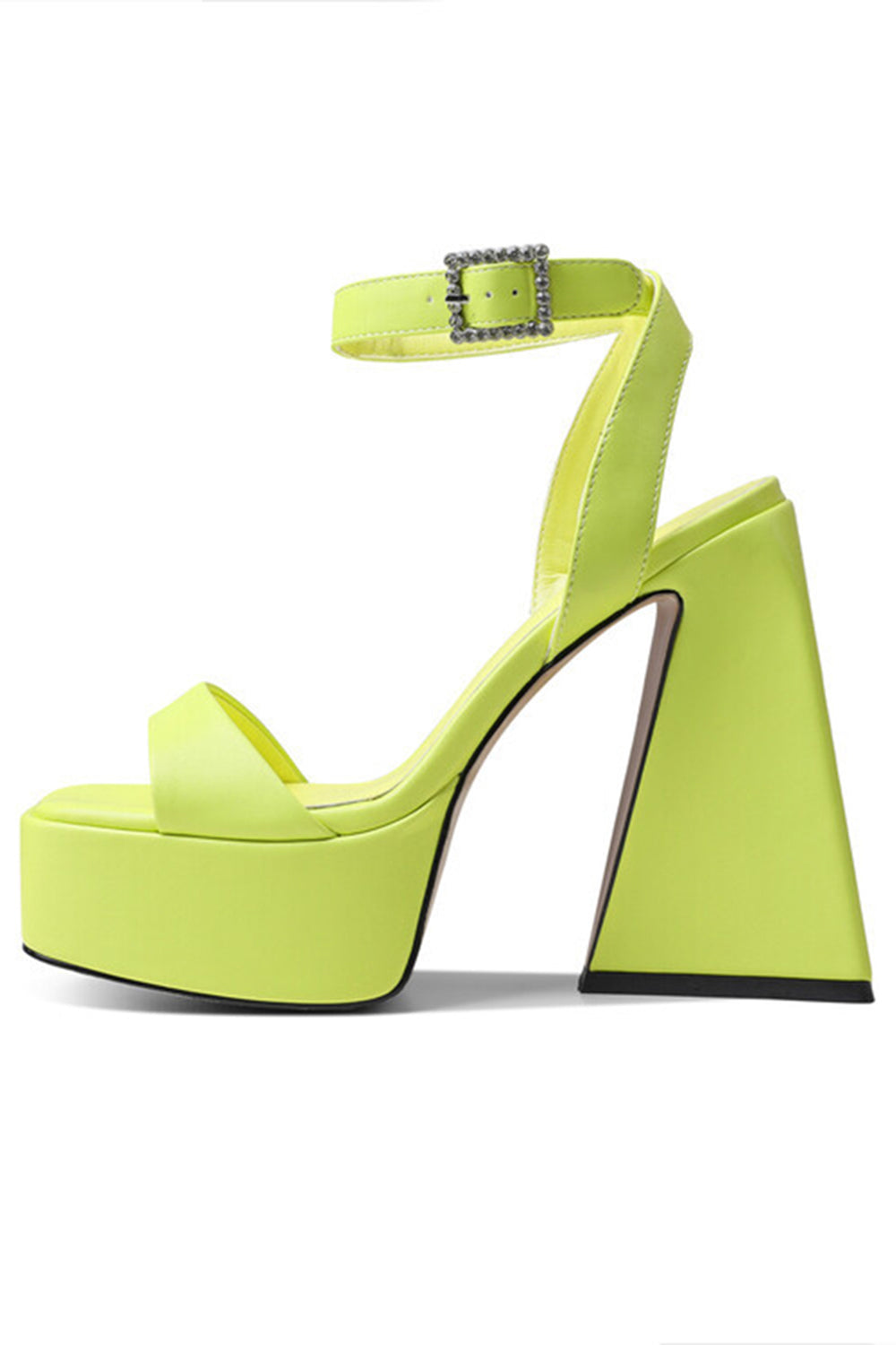 Chunky Open Toe Green Prom High Heels