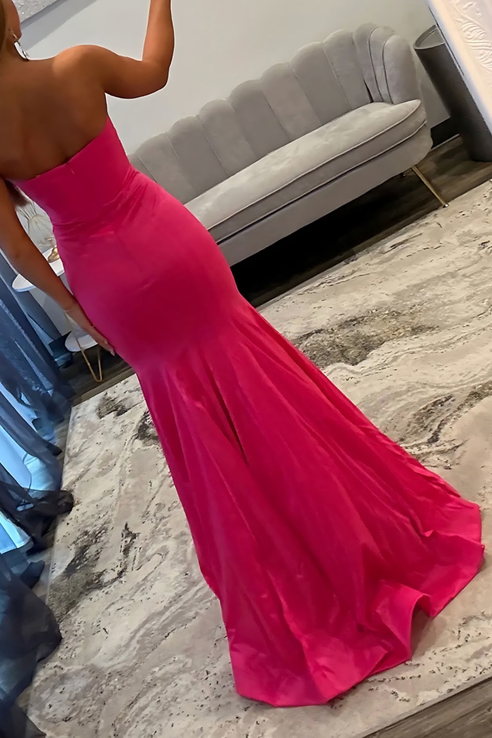 Sparkly Black Strapless Mermaid Long Prom Dress with Rhinestones