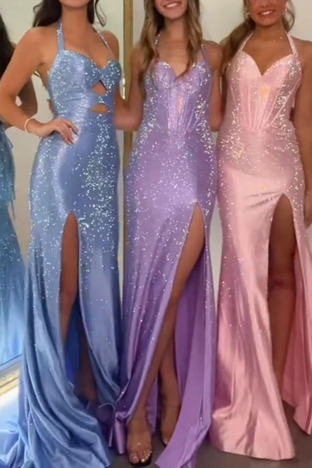 Sparkly Peacock Green Mermaid Beaded Keyhole Long Prom Dress with Slit