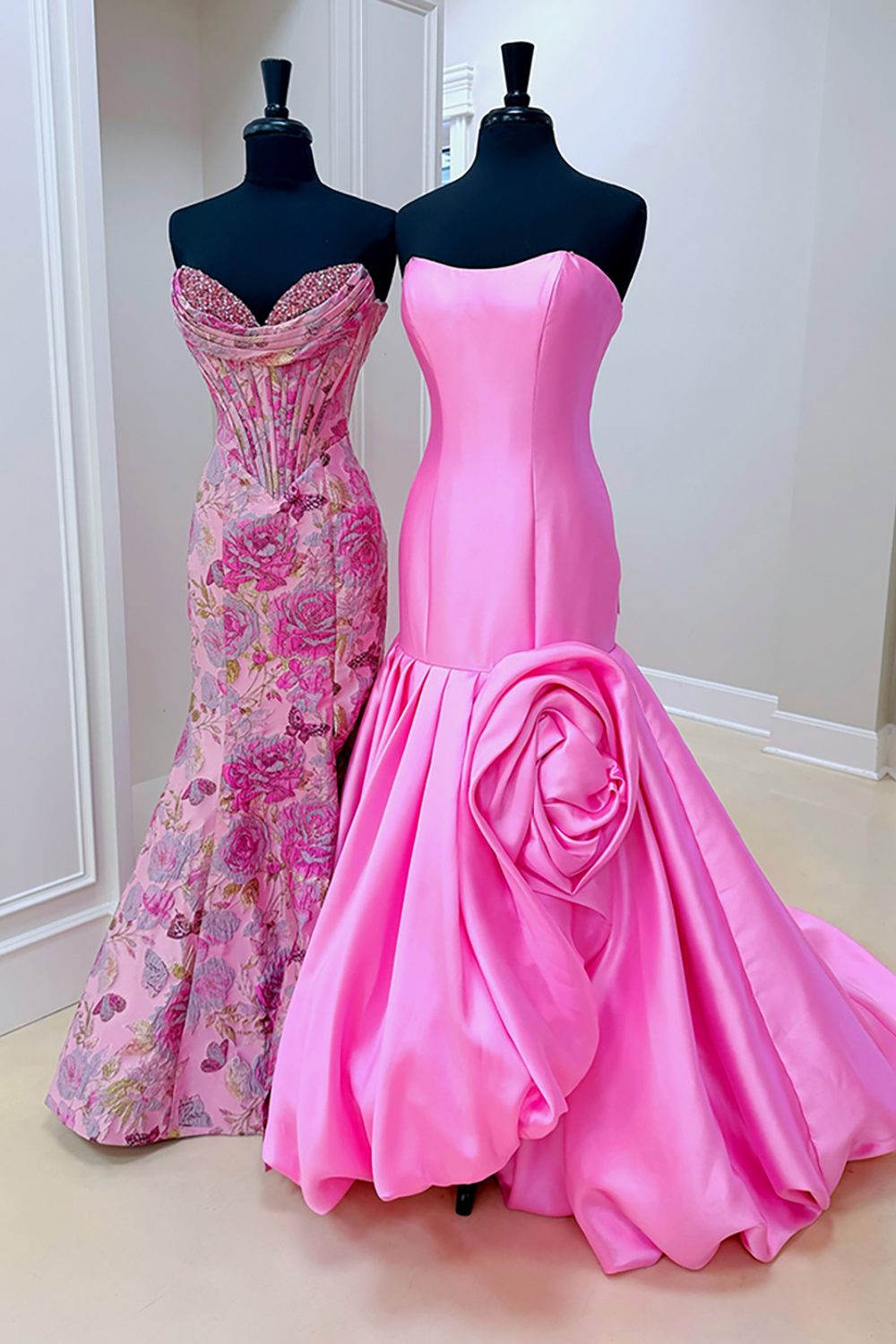 Sparkly Blush Jacquard Corset Mermaid Long Prom Dress with Slit