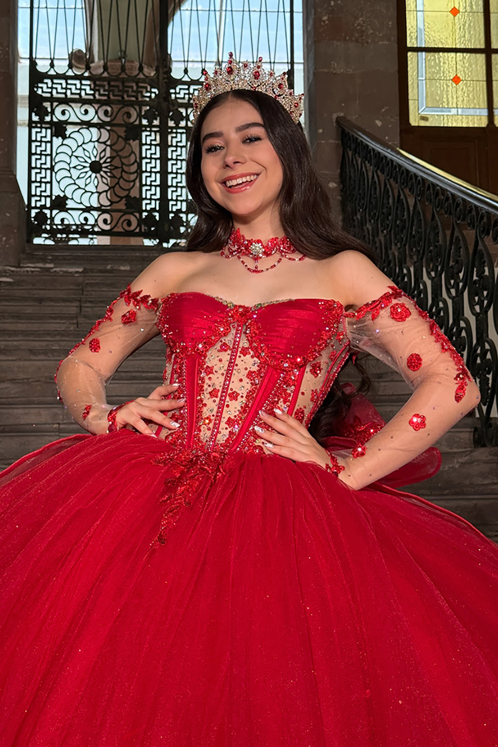 Sparkly Corset Blush Ball Gown Long Quinceanera Dress with Beading