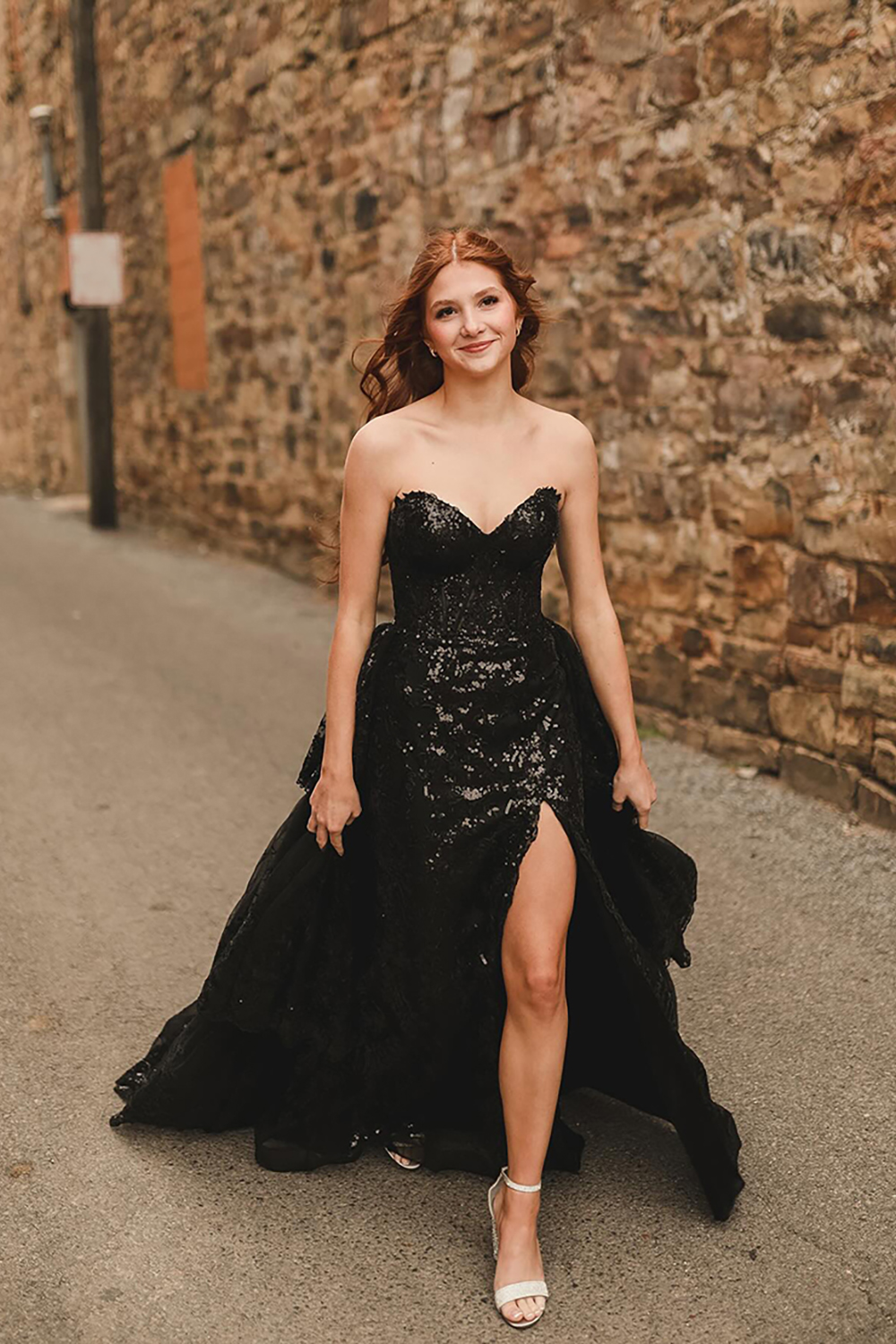 Sparkly Light Blue Tiered Corset Ruffled Long Prom Dress with Cape