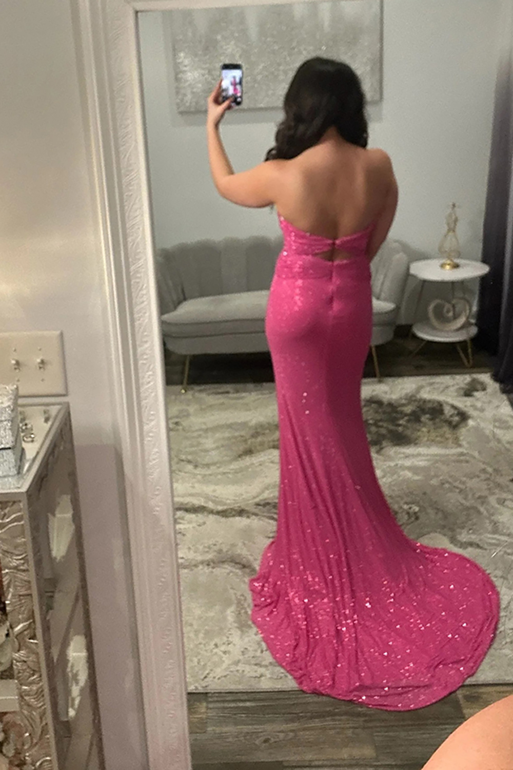 Sparkly Beaded Black Mermaid Cut Out Long Prom Dress with Bows