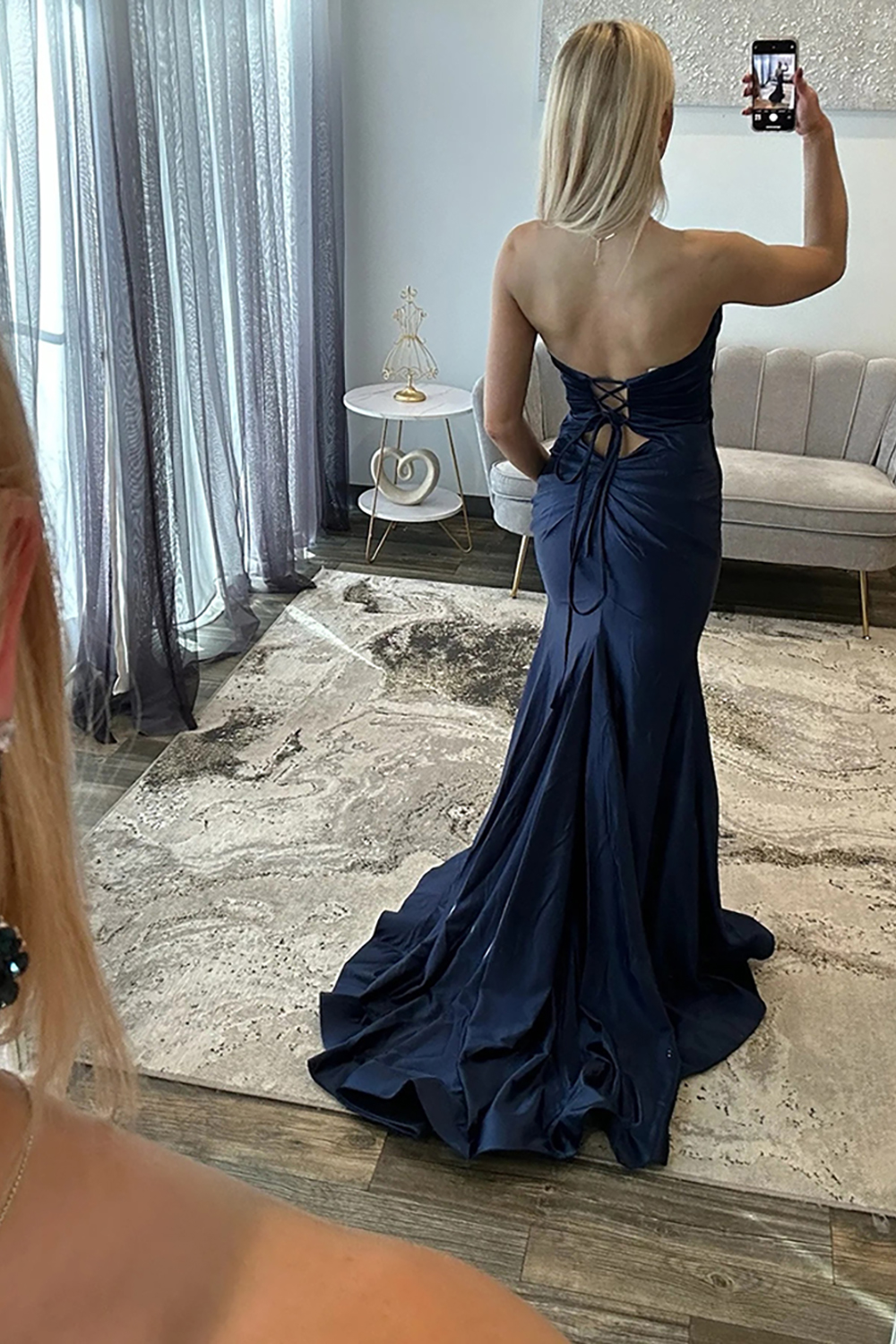 Fuchsia Satin Keyhole Mermaid Long Prom Dress with Slit