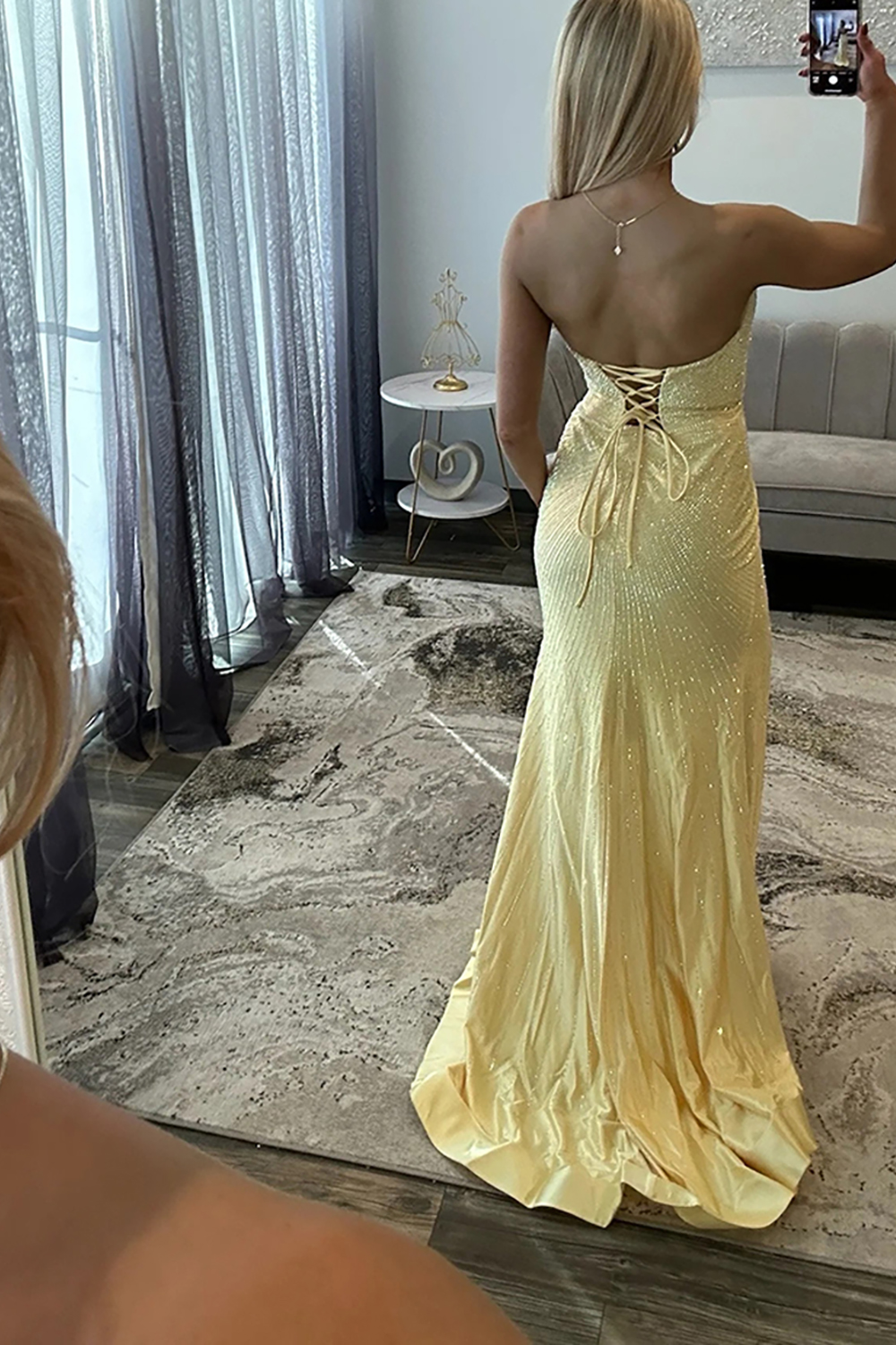 Sparkly Fuchsia Beaded Satin Mermaid Long Prom Dress with Slit