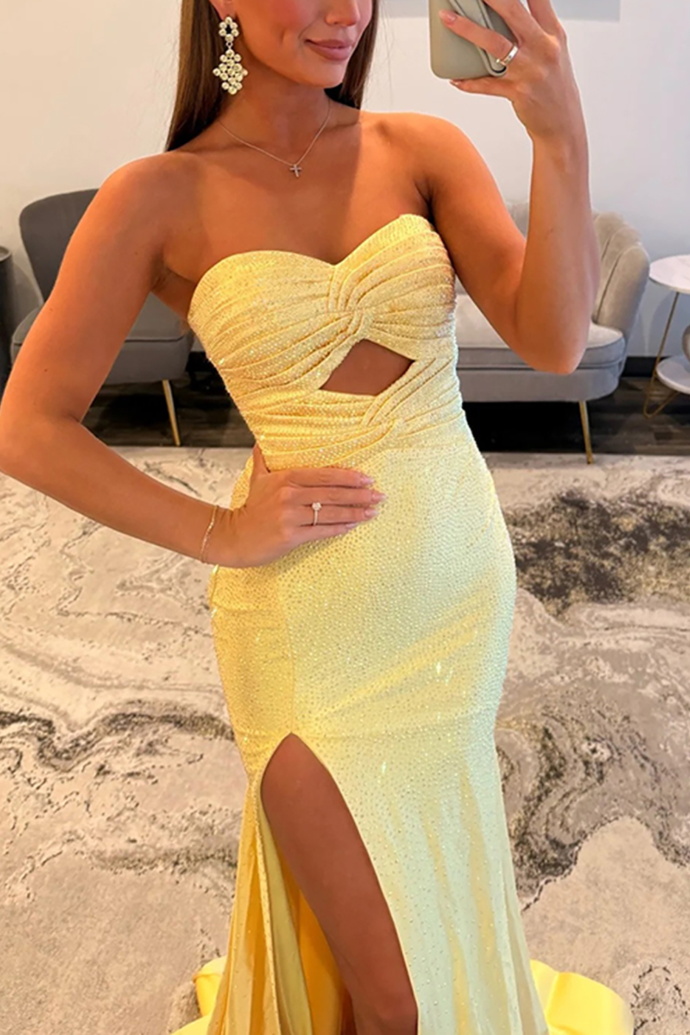 Sparkly Dark Green Mermaid Beaded Sweetheart Satin Long Prom Dress with Slit