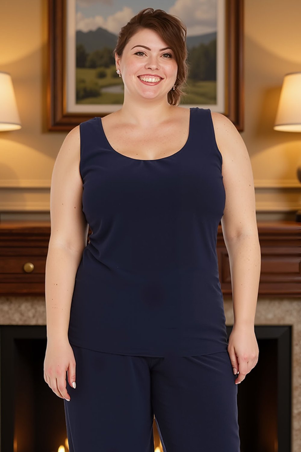 Floral Lace Navy 3 Piece Mother of the Bride Pant Suits with Jacket