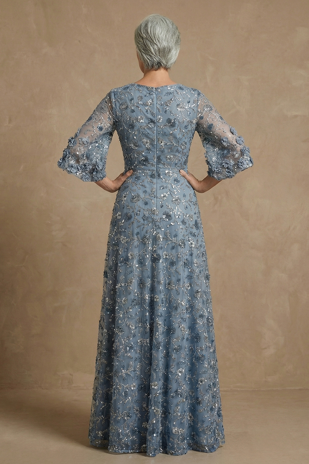 Sparkly Twilight Floral Sheath Long Mother of the Bride Dress with Sequin