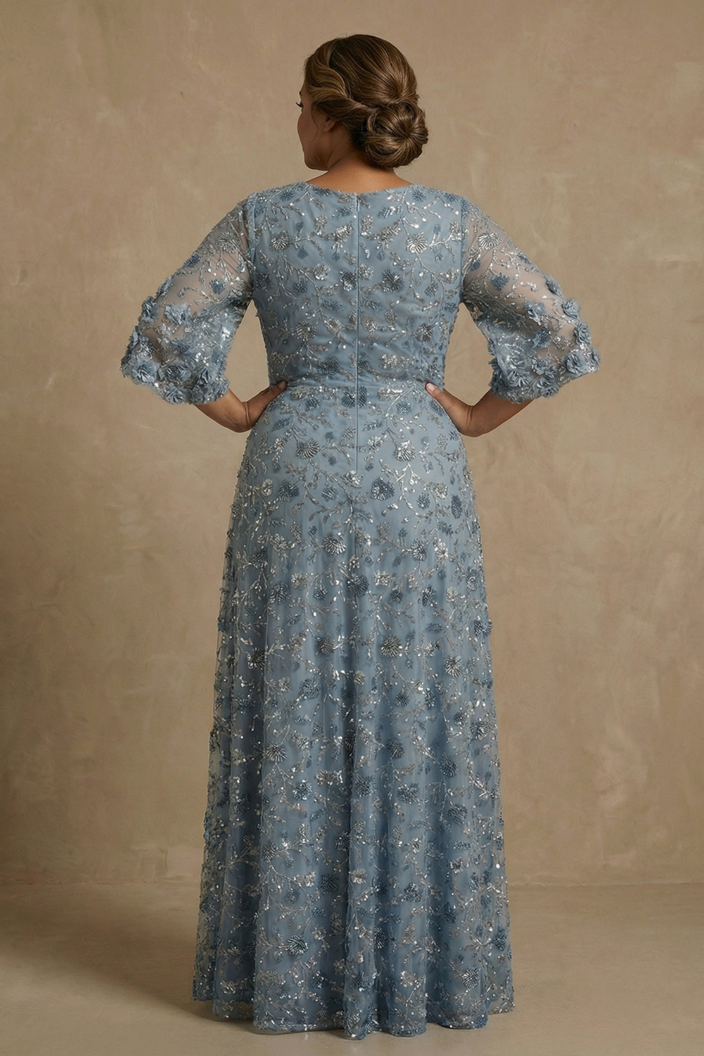 Sparkly Twilight Floral Sheath Long Mother of the Bride Dress with Sequin