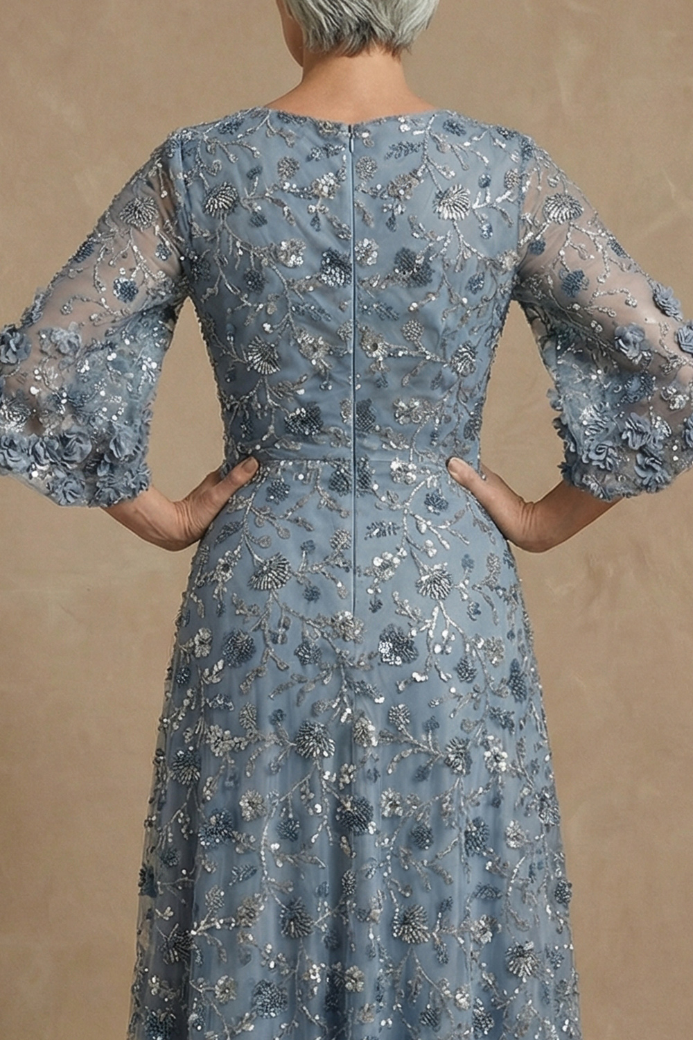 Sparkly Twilight Floral Sheath Long Mother of the Bride Dress with Sequin