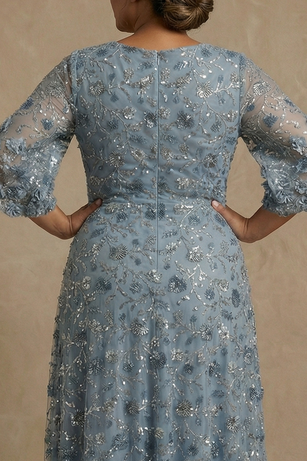 Sparkly Twilight Floral Sheath Long Mother of the Bride Dress with Sequin