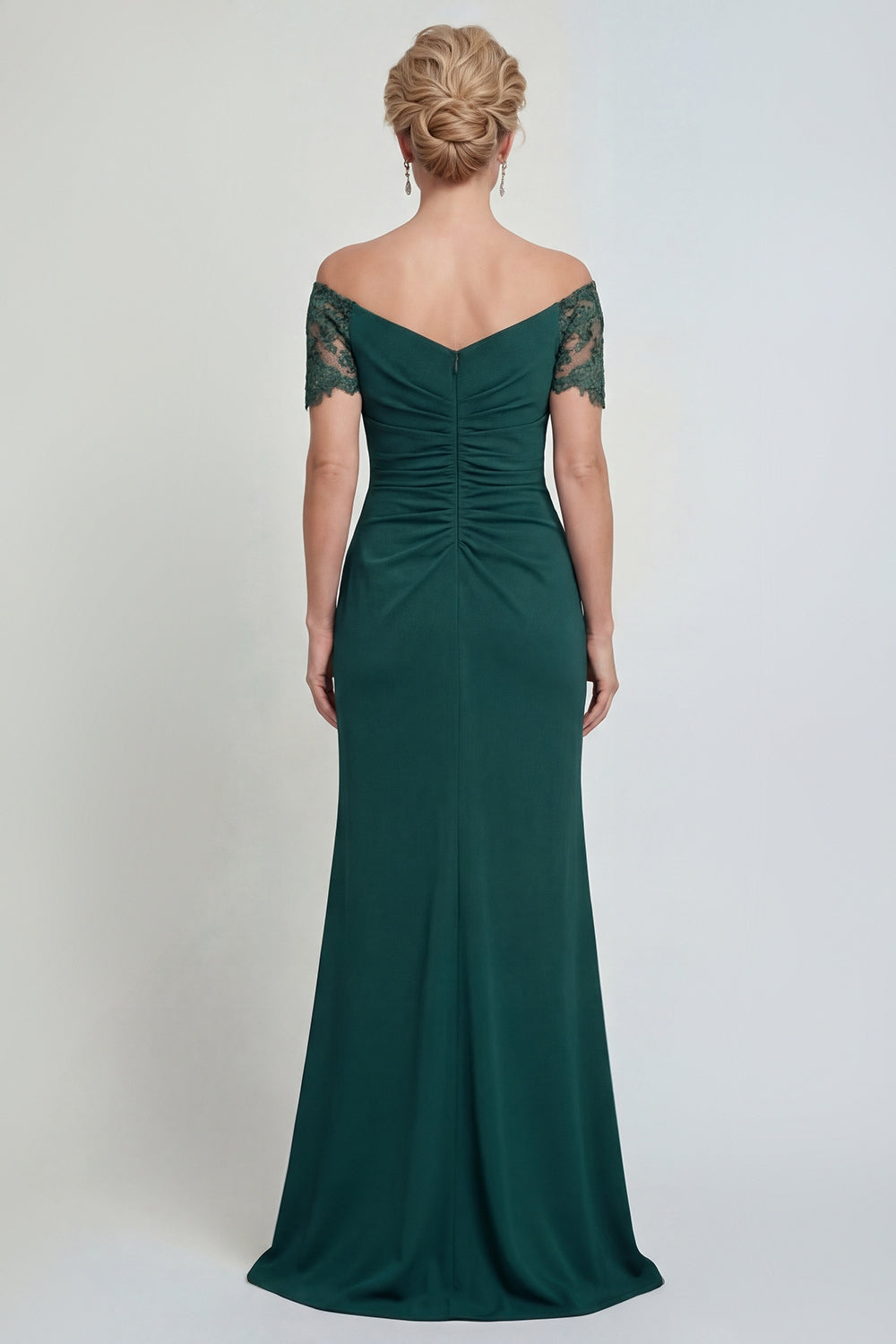Dark Green Long Mermaid Off the Shoulder Mother of the Bride or Groom Dress with Lace