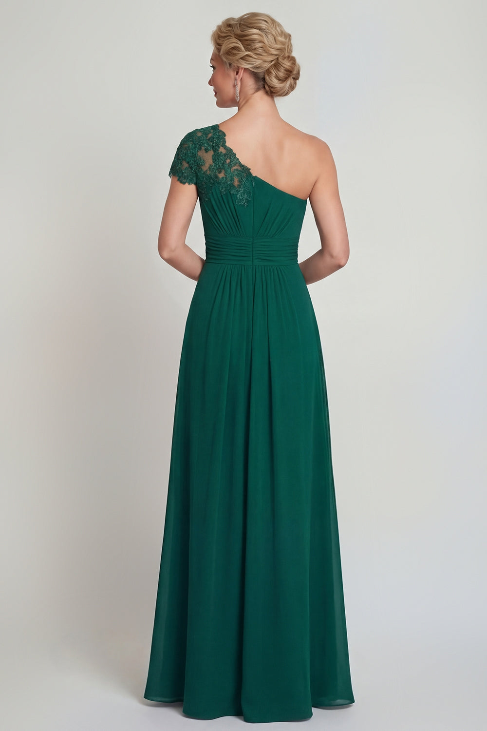 Dark Green Ruched Long A Line Mother of the Bride or Groom Dress