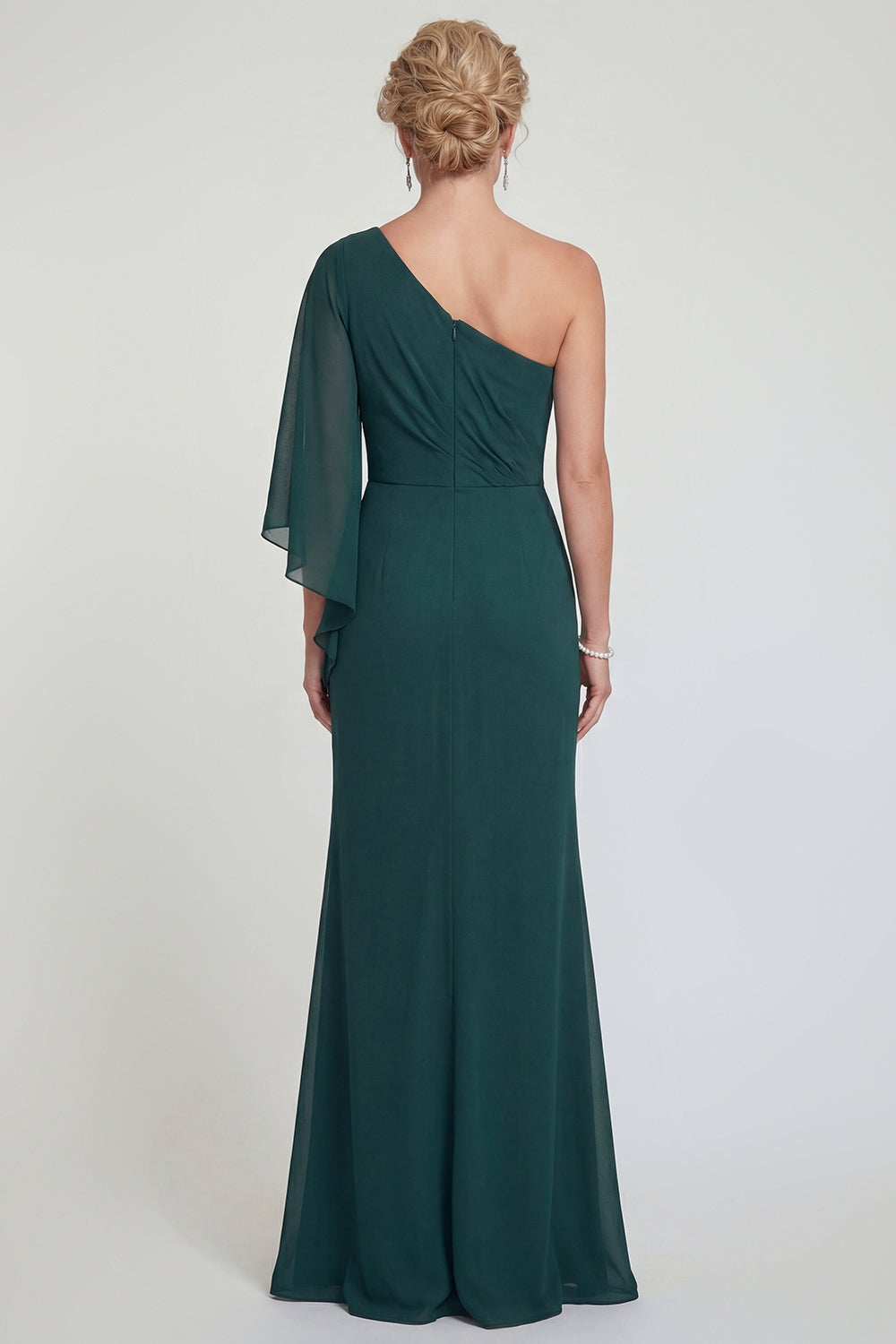 Dark Green Mermaid One Shoulder Long Mother of the Bride or Groom Dress