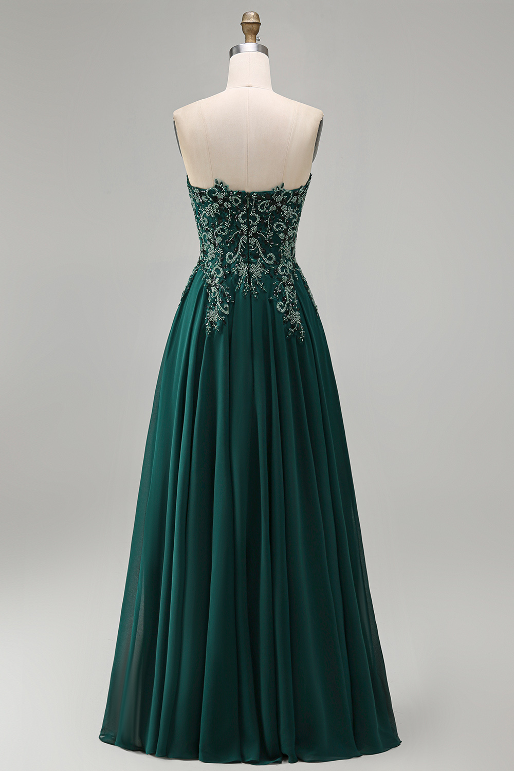 Sparkly Dark Green Beaded Strapless Long Mother of the Bride or Groom Dress